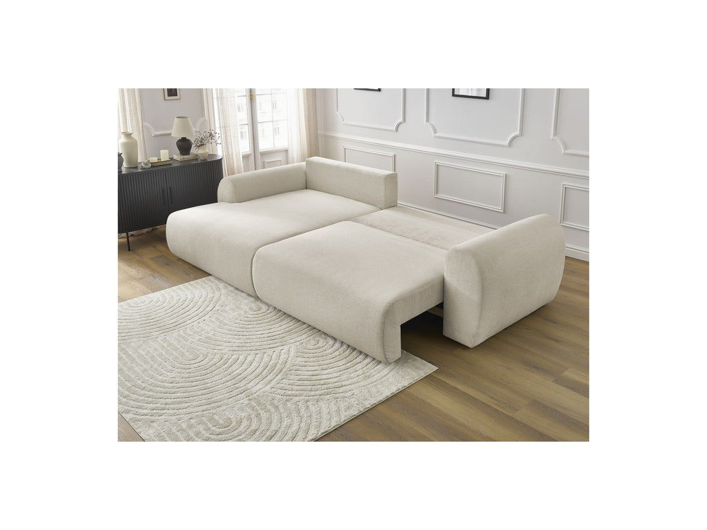 Corner Sofa Bed with Storage Lucien - Smooth Fabric - Left-Hand Corner
