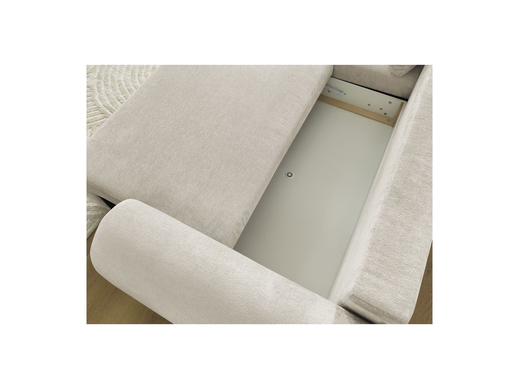 Corner Sofa Bed with Storage Lucien - Smooth Fabric - Left-Hand Corner