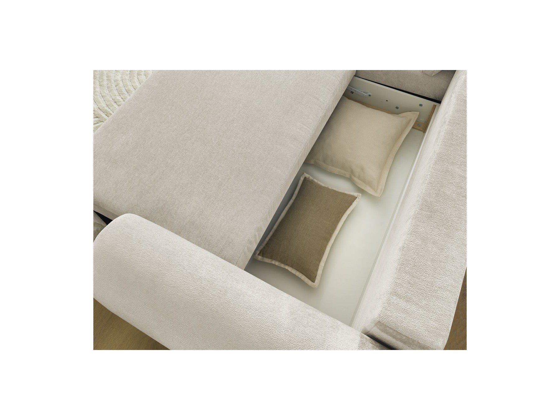 Corner Sofa Bed with Storage Lucien - Smooth Fabric - Left-Hand Corner