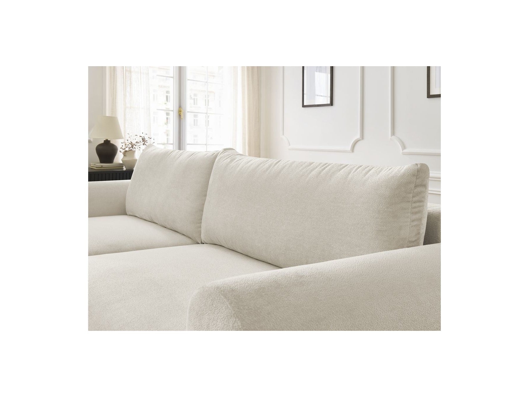 Corner Sofa Bed with Storage Lucien - Smooth Fabric - Left-Hand Corner