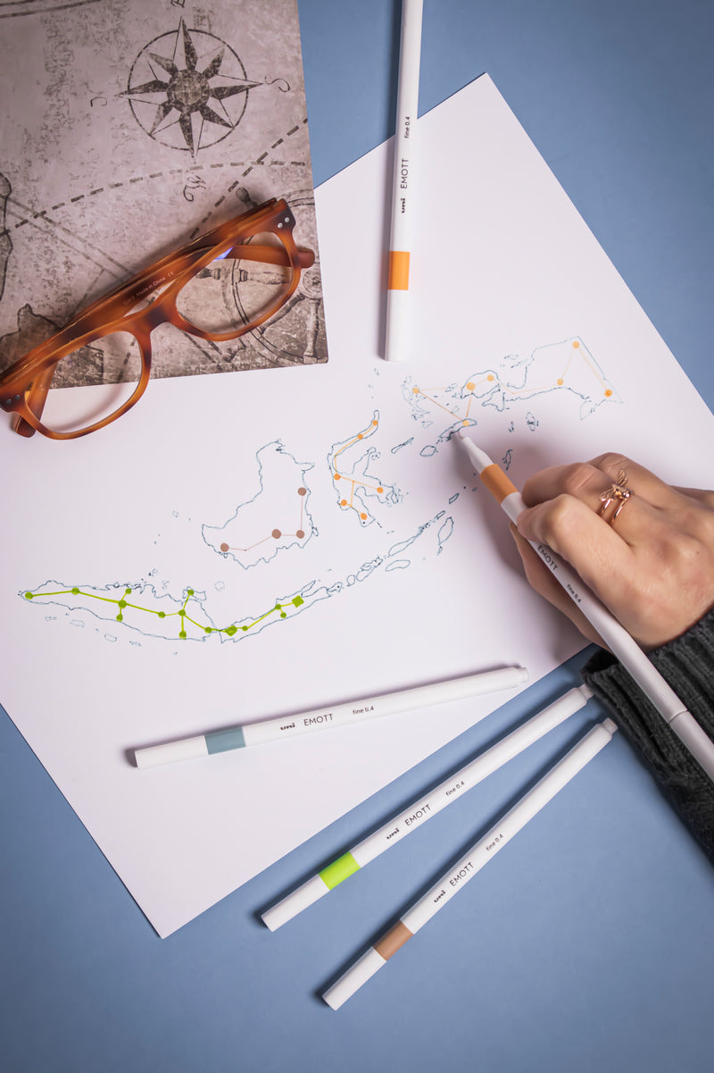 5 Feutres - Couleurs Nature - Emott By Uni-Ball