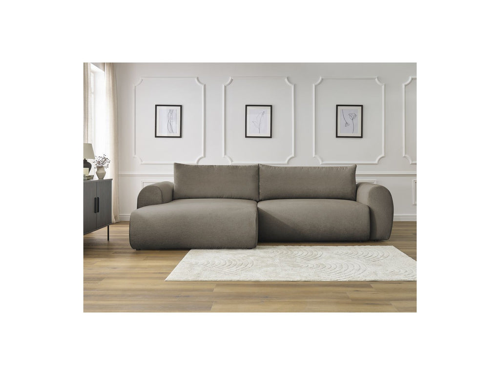 Corner Sofa Bed with Storage Lucien - Smooth Fabric - Left-Hand Corner