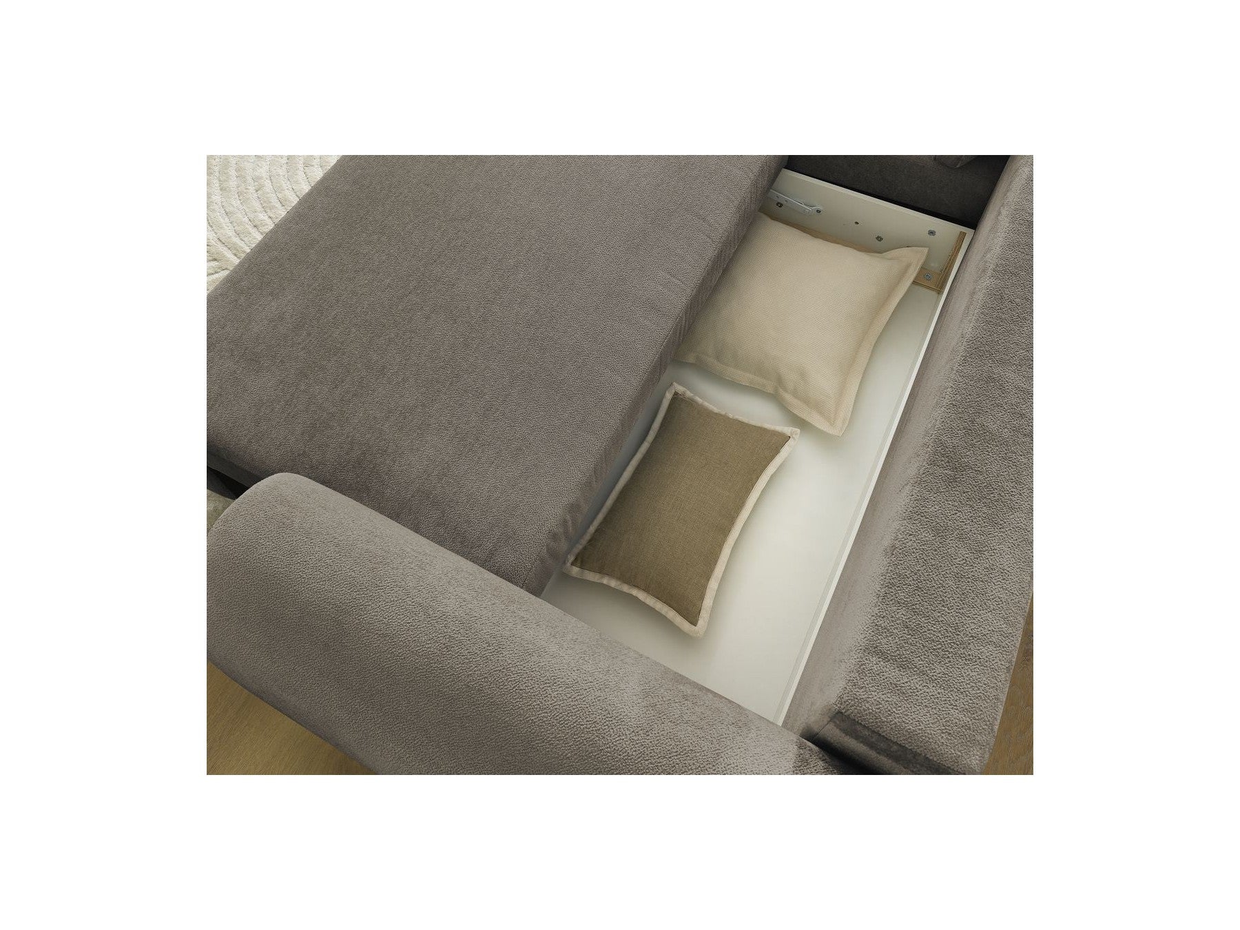 Corner Sofa Bed with Storage Lucien - Smooth Fabric - Left-Hand Corner