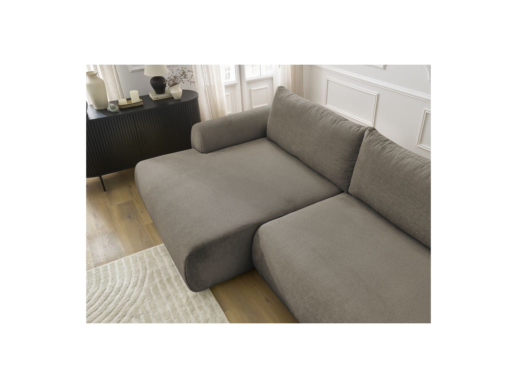 Corner Sofa Bed with Storage Lucien - Smooth Fabric - Left-Hand Corner