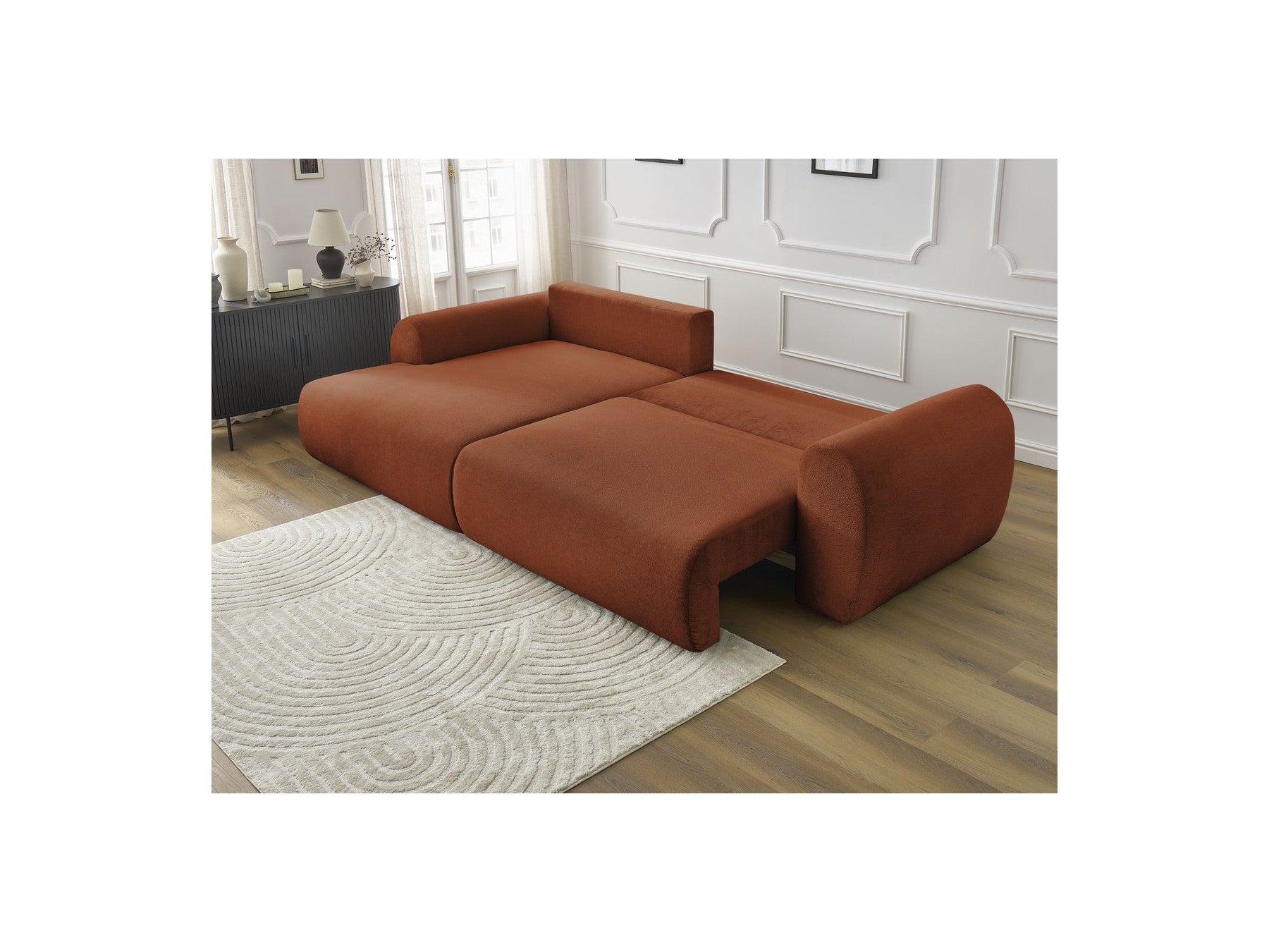 Corner Sofa Bed with Storage Lucien - Smooth Fabric - Left-Hand Corner
