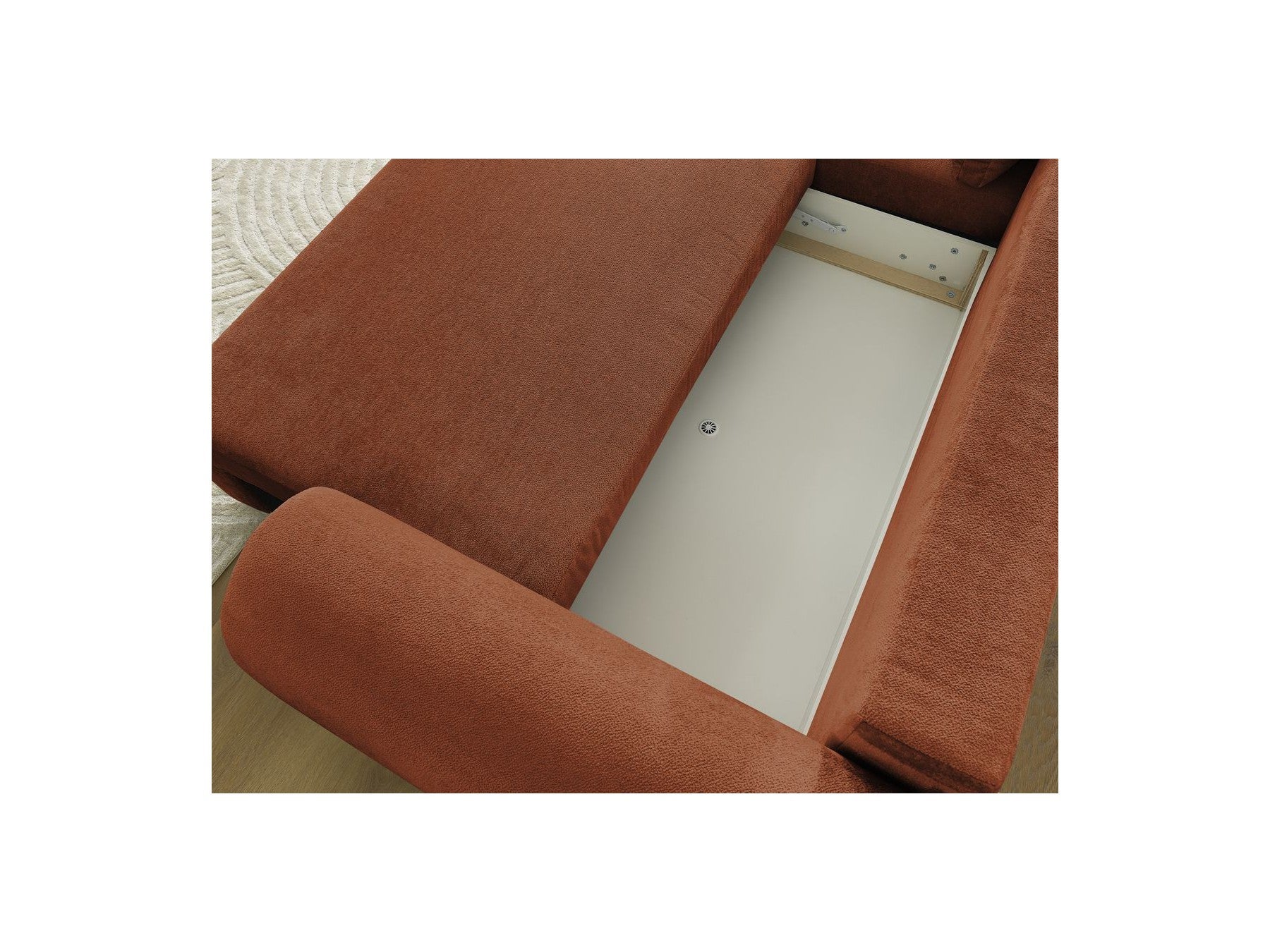 Corner Sofa Bed with Storage Lucien - Smooth Fabric - Left-Hand Corner