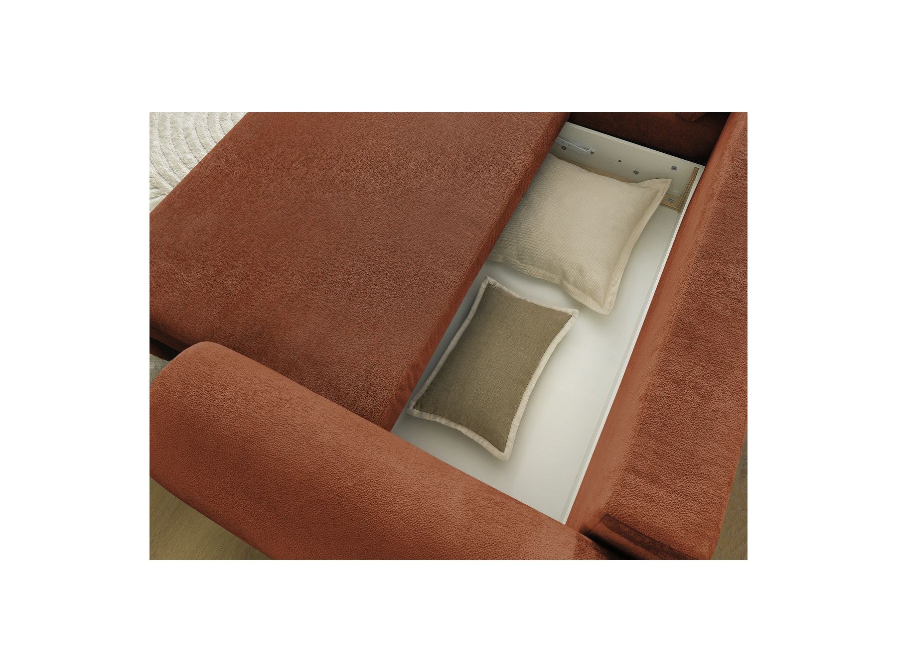 Corner Sofa Bed with Storage Lucien - Smooth Fabric - Left-Hand Corner
