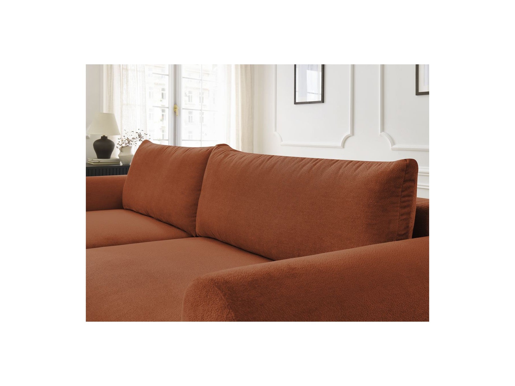 Corner Sofa Bed with Storage Lucien - Smooth Fabric - Left-Hand Corner