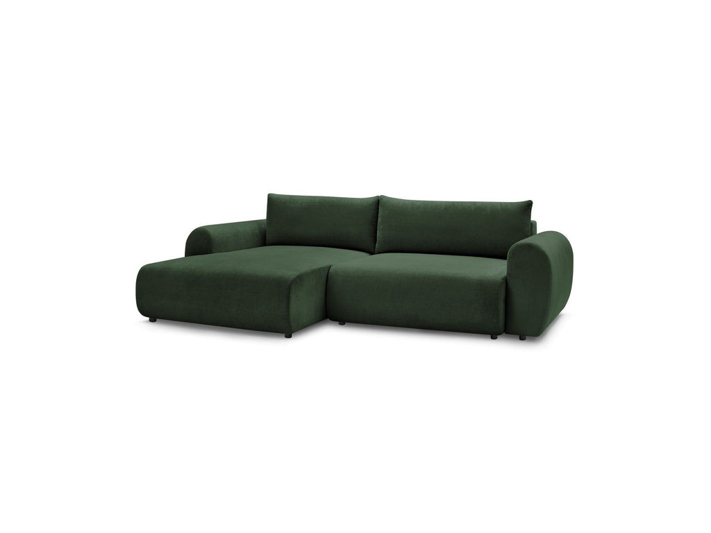 Corner Sofa Bed with Storage Lucien - Smooth Fabric - Left-Hand Corner