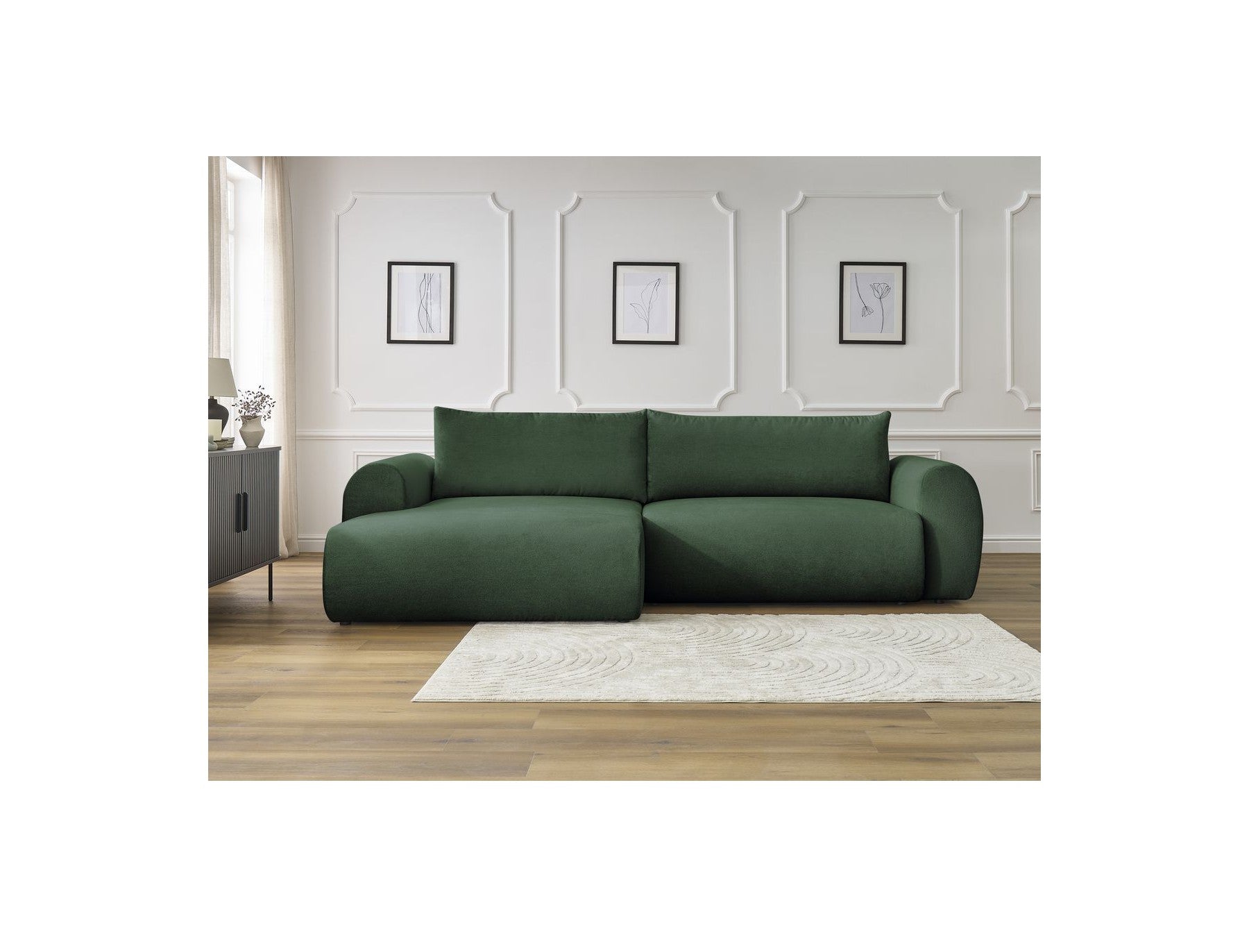 Corner Sofa Bed with Storage Lucien - Smooth Fabric - Left-Hand Corner