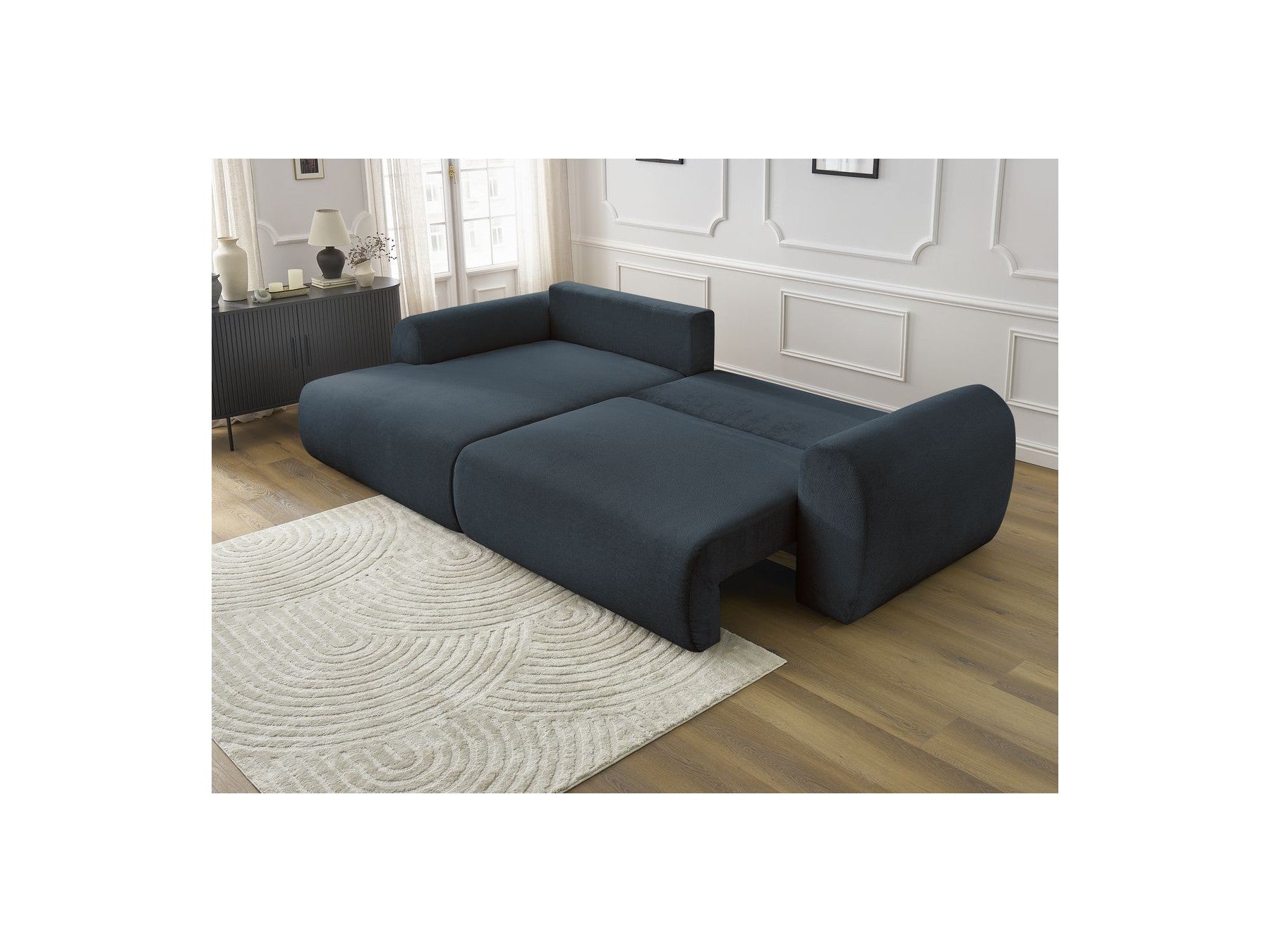 Corner Sofa Bed with Storage Lucien - Smooth Fabric - Left-Hand Corner