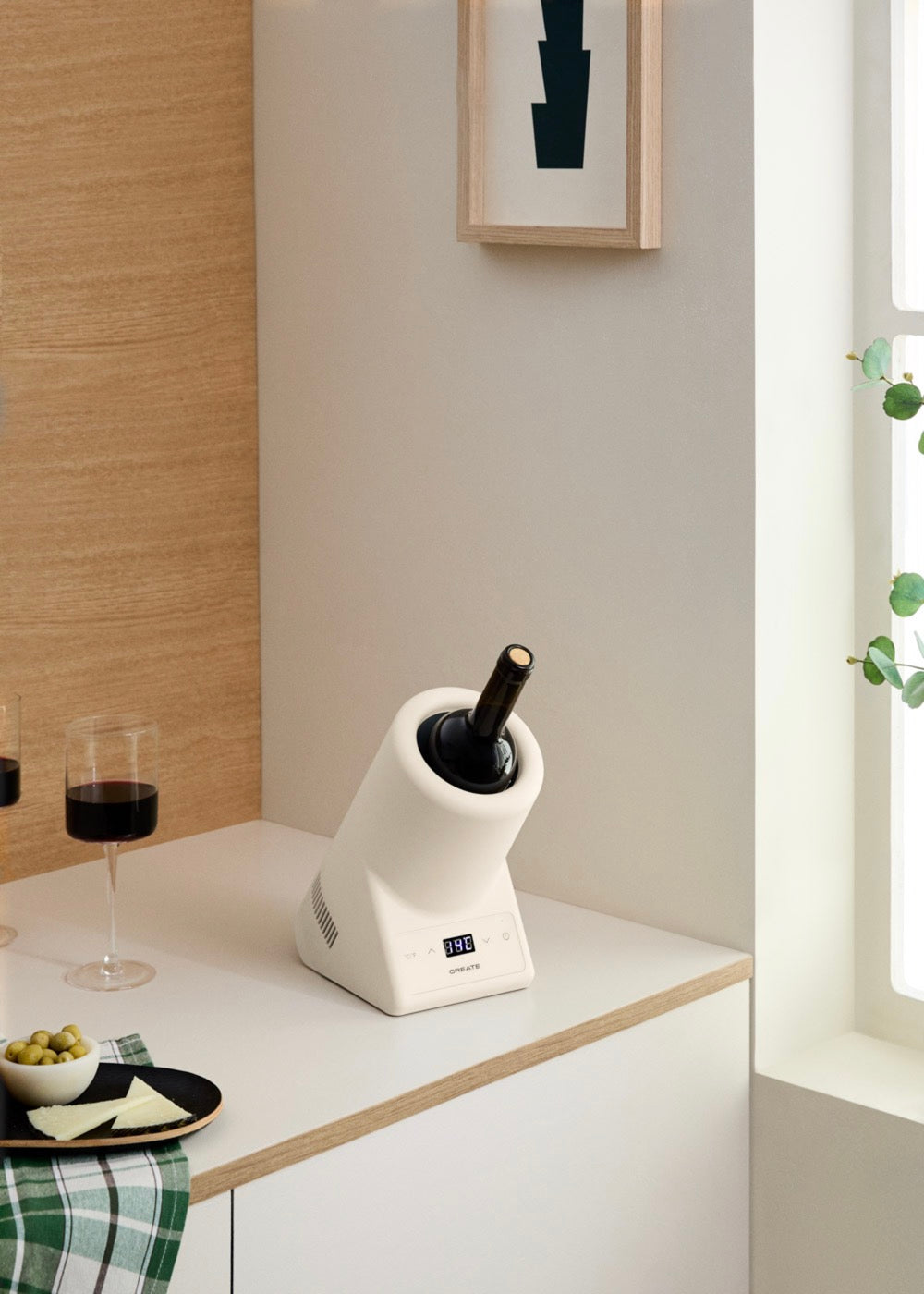 Bottle Cooler - Refroidisseur De Bouteilles De Vin À Température Réglable - Blanc Cassé
