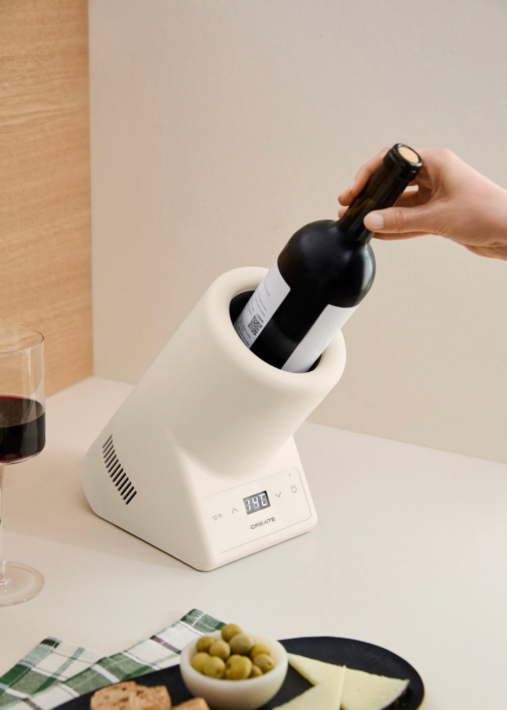 Bottle Cooler - Refroidisseur De Bouteilles De Vin À Température Réglable - Blanc Cassé