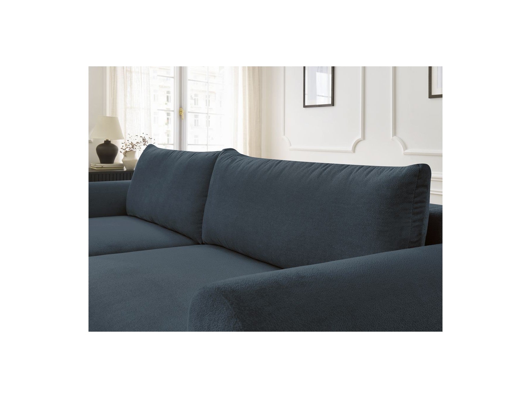 Corner Sofa Bed with Storage Lucien - Smooth Fabric - Left-Hand Corner