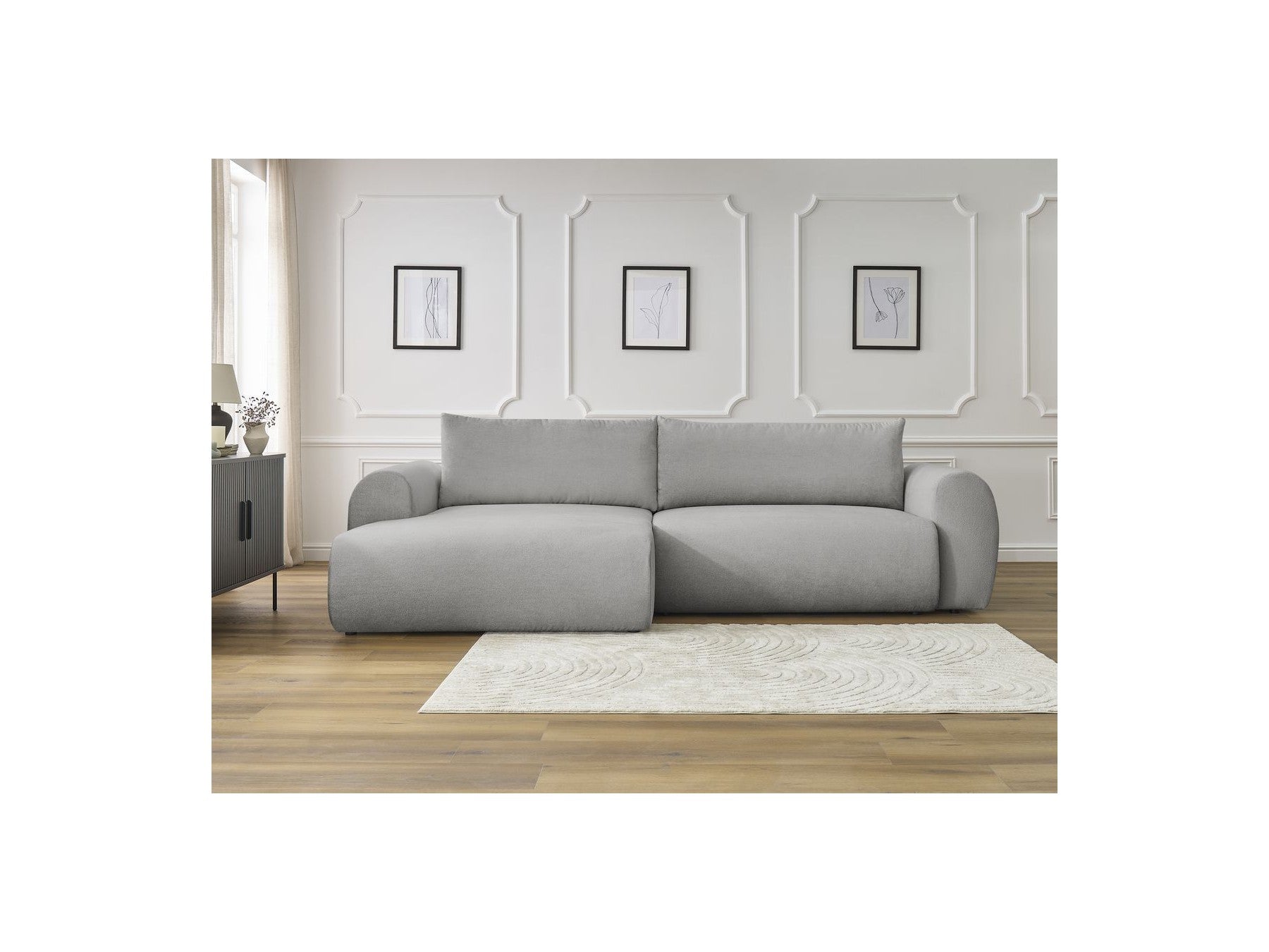 Corner Sofa Bed with Storage Lucien - Smooth Fabric - Left-Hand Corner