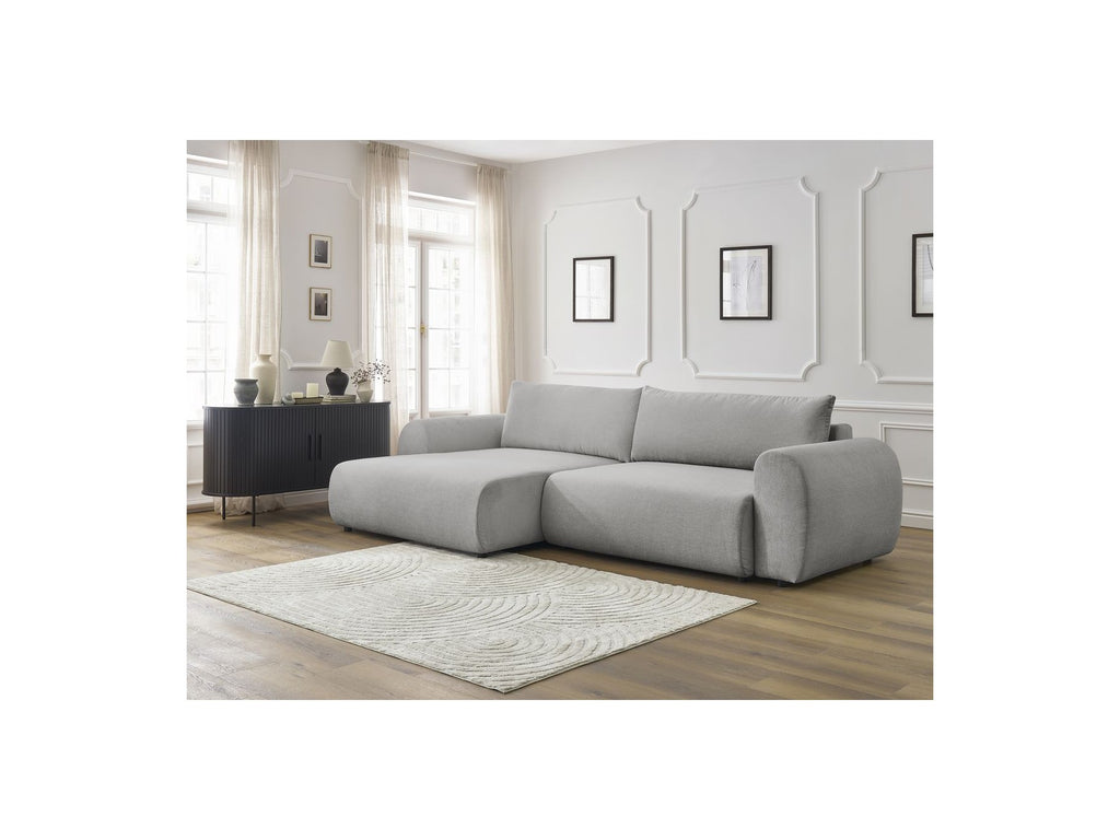 Corner Sofa Bed with Storage Lucien - Smooth Fabric - Left-Hand Corner