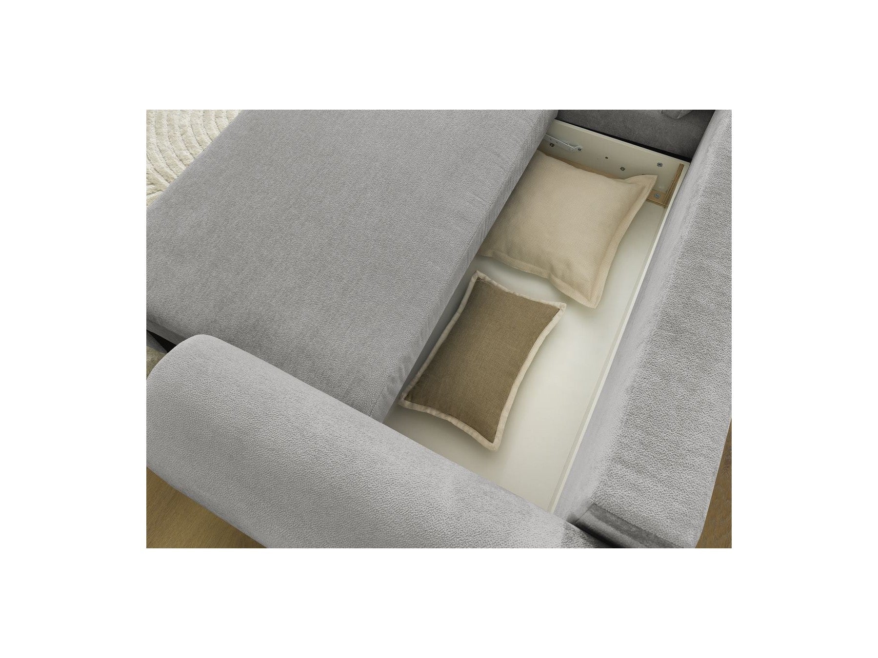Corner Sofa Bed with Storage Lucien - Smooth Fabric - Left-Hand Corner