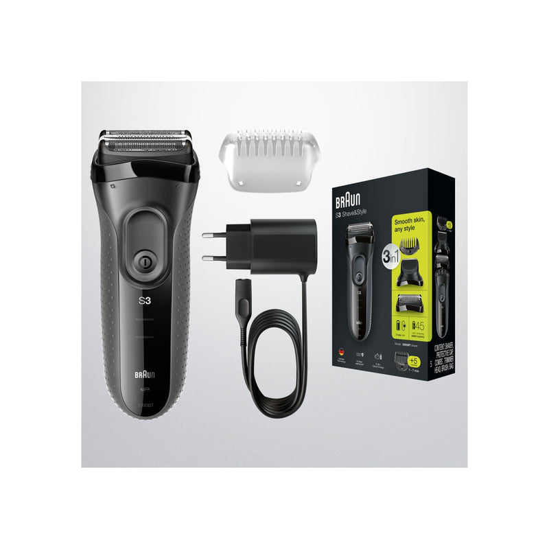 Series 3 Electric Shaver Shave & Style 3000Bt - Black/Gray