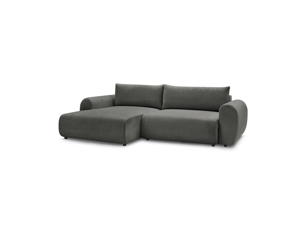 Corner Sofa Bed with Storage Lucien - Smooth Fabric - Left-Hand Corner