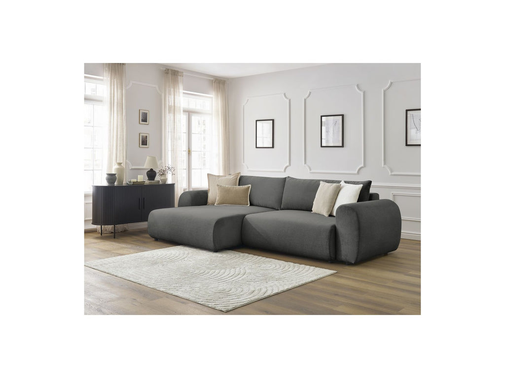 Corner Sofa Bed with Storage Lucien - Smooth Fabric - Left-Hand Corner