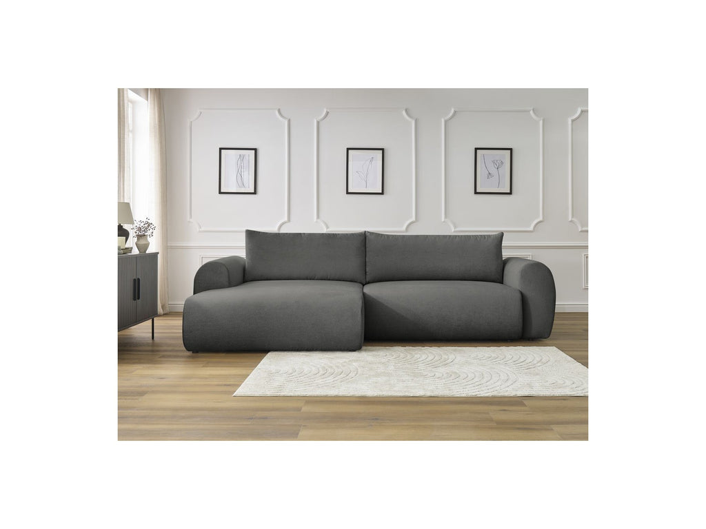Corner Sofa Bed with Storage Lucien - Smooth Fabric - Left-Hand Corner