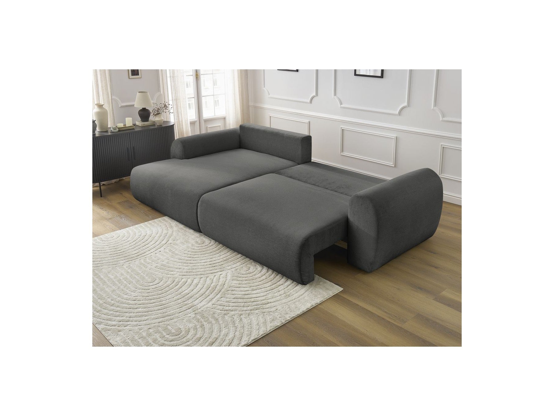 Corner Sofa Bed with Storage Lucien - Smooth Fabric - Left-Hand Corner