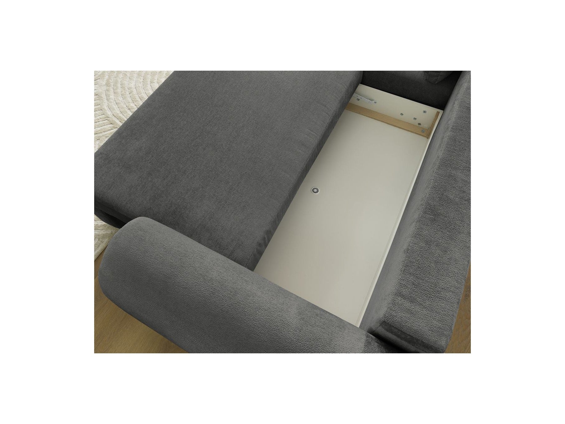 Corner Sofa Bed with Storage Lucien - Smooth Fabric - Left-Hand Corner