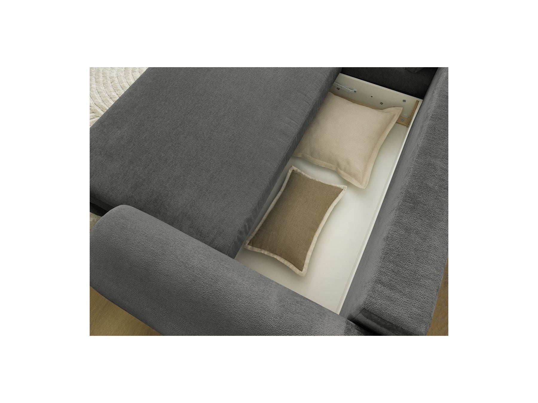 Corner Sofa Bed with Storage Lucien - Smooth Fabric - Left-Hand Corner
