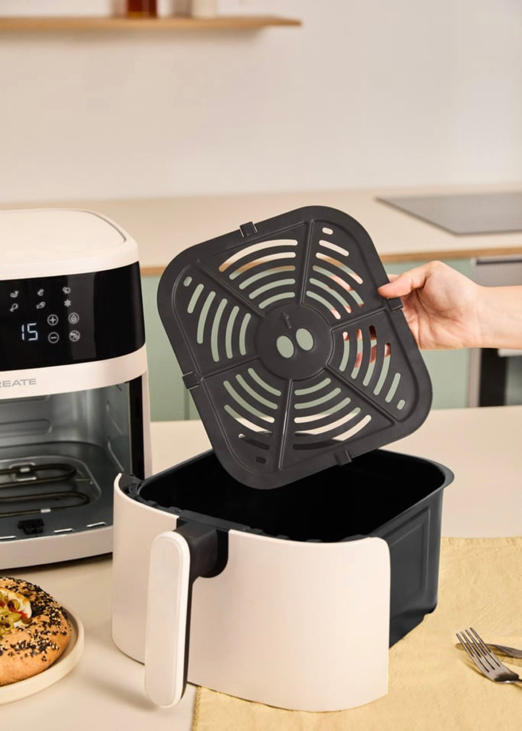 Air Fryer Dual Heat - Freidora de aire de doble resistencia - 6,5 L - Blanco roto
