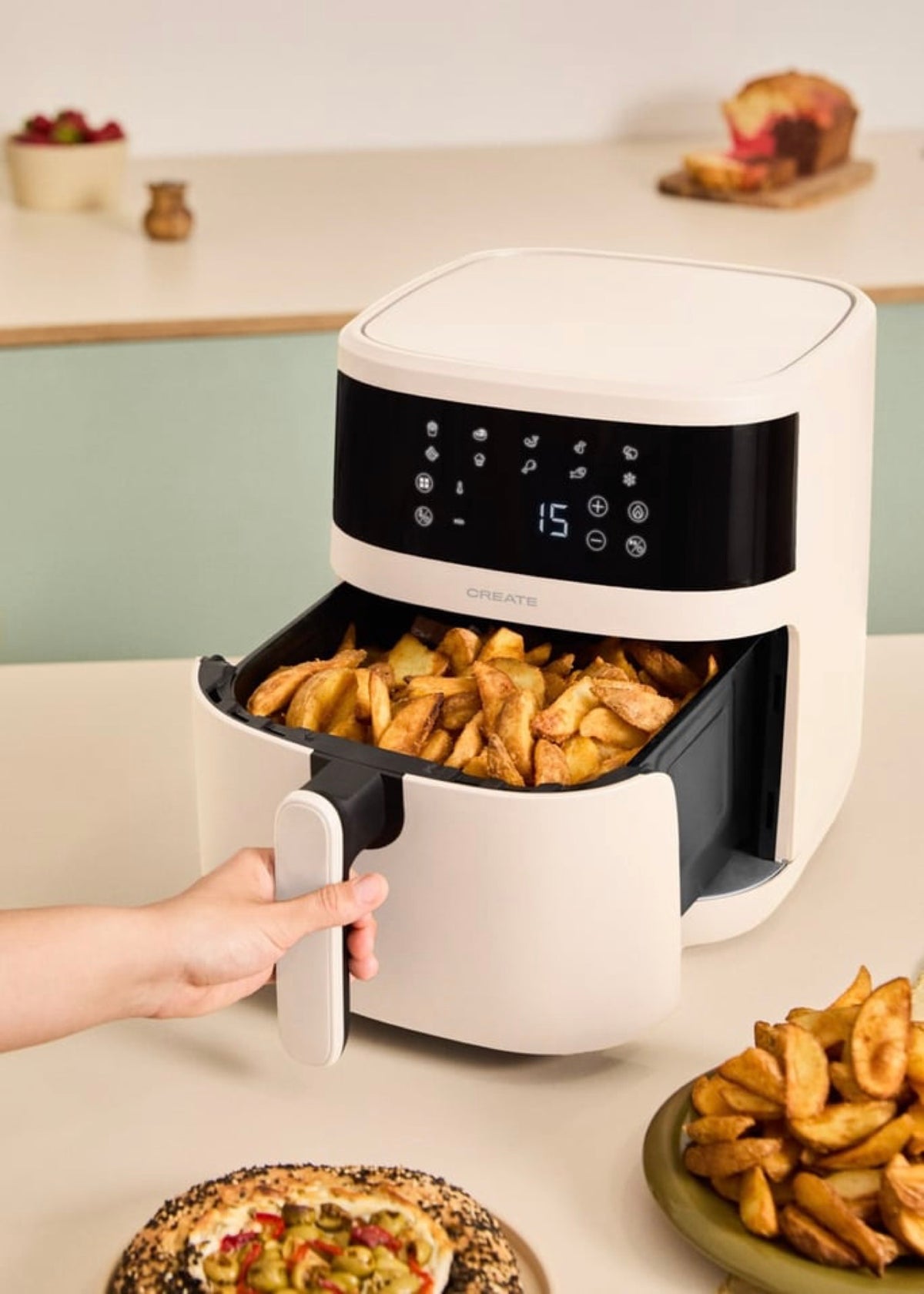 Air Fryer Dual Heat - Freidora de aire de doble resistencia - 6,5 L - Blanco roto