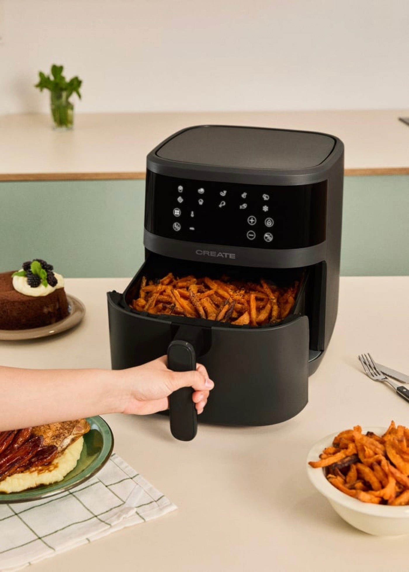 Dual Heat Air Fryer - Dual Heating Element Air Fryer - 6.5L - Black