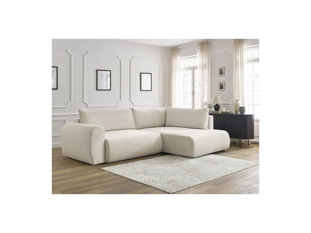L-Shaped Corner Sofa Bed with Storage - Lucien - Smooth Fabric - Right-Hand Corner