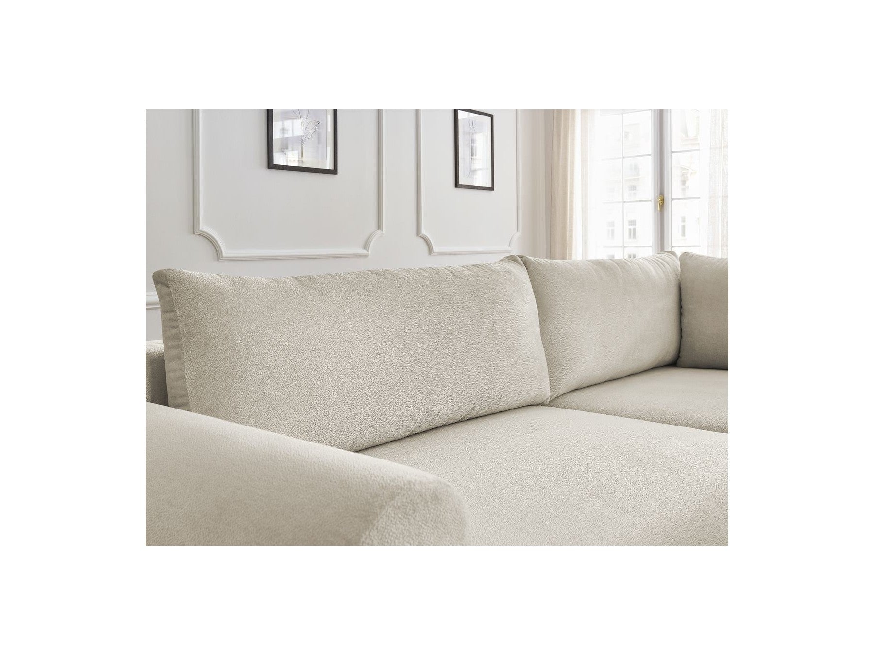 L-Shaped Corner Sofa Bed with Storage - Lucien - Smooth Fabric - Right-Hand Corner