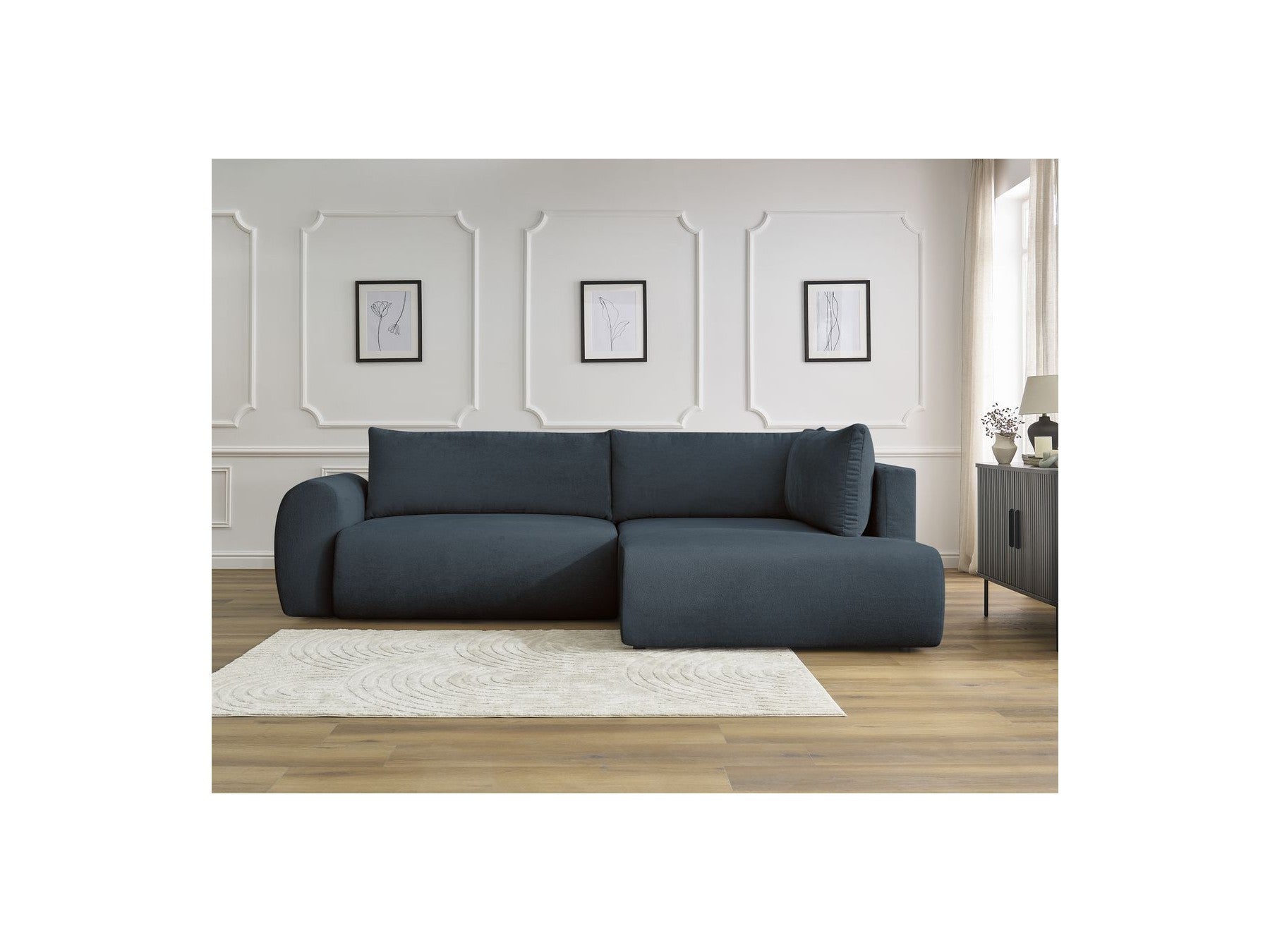 L-Shaped Corner Sofa Bed with Storage - Lucien - Smooth Fabric - Right-Hand Corner