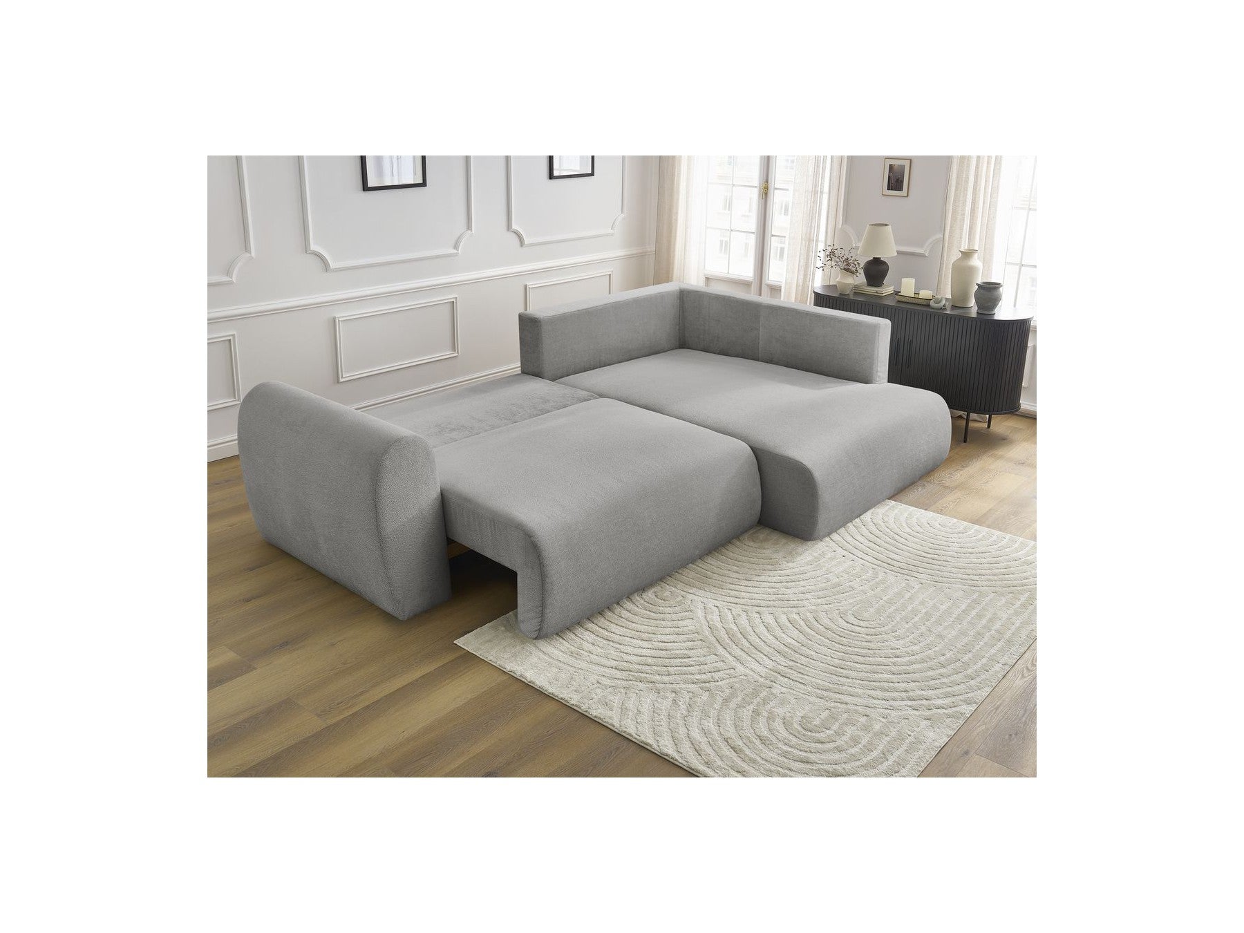 L-Shaped Corner Sofa Bed with Storage - Lucien - Smooth Fabric - Right-Hand Corner