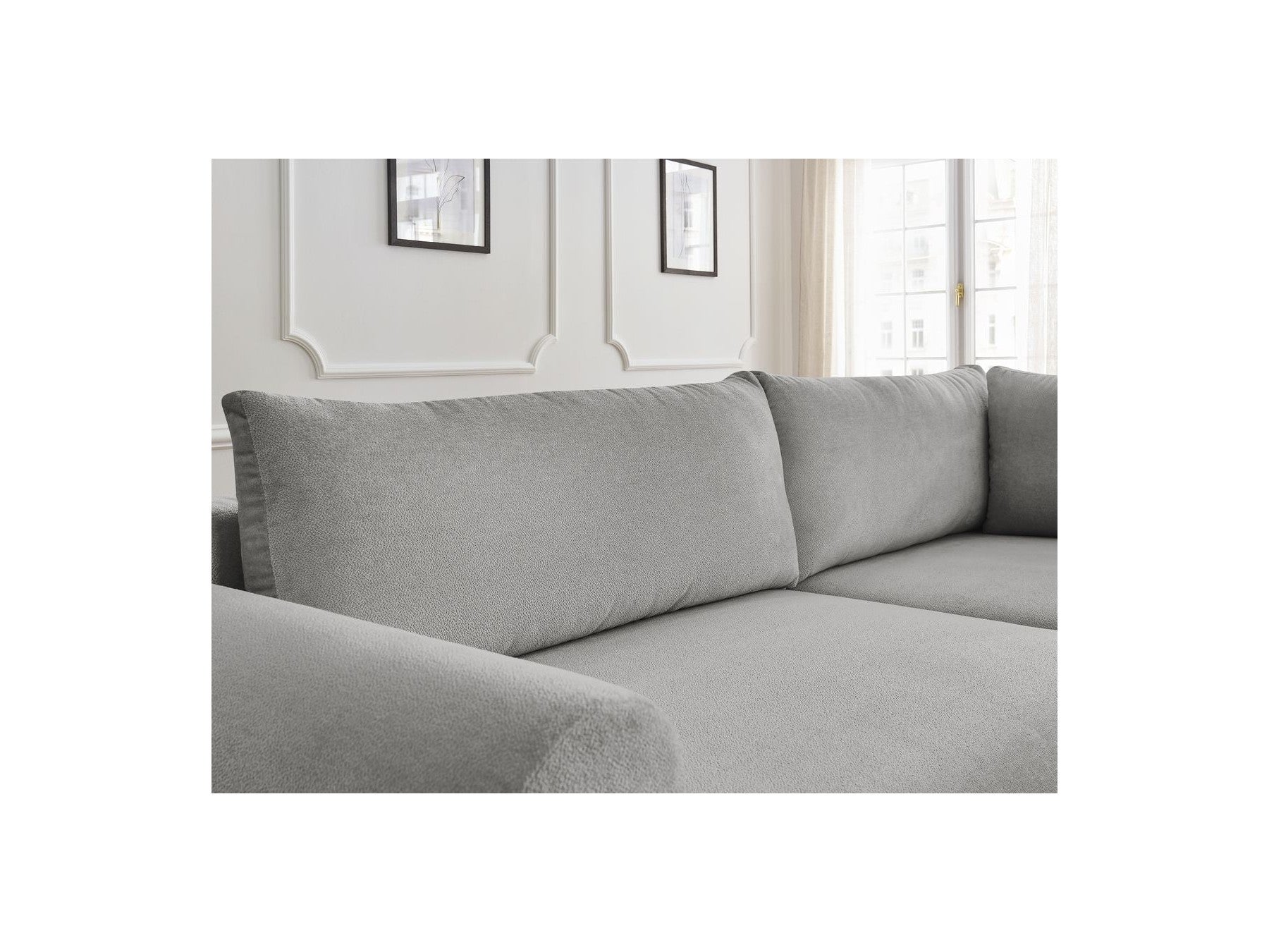 L-Shaped Corner Sofa Bed with Storage - Lucien - Smooth Fabric - Right-Hand Corner