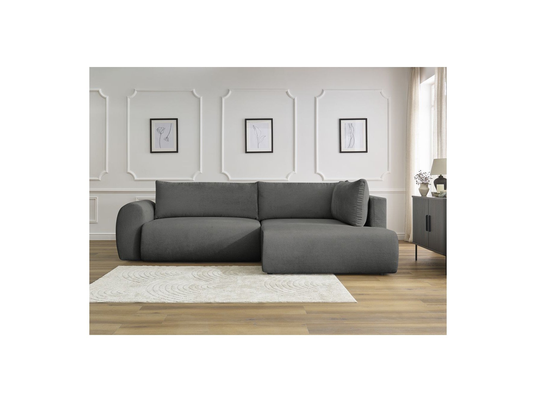 L-Shaped Corner Sofa Bed with Storage - Lucien - Smooth Fabric - Right-Hand Corner