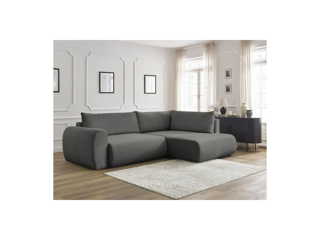 L-Shaped Corner Sofa Bed with Storage - Lucien - Smooth Fabric - Right-Hand Corner
