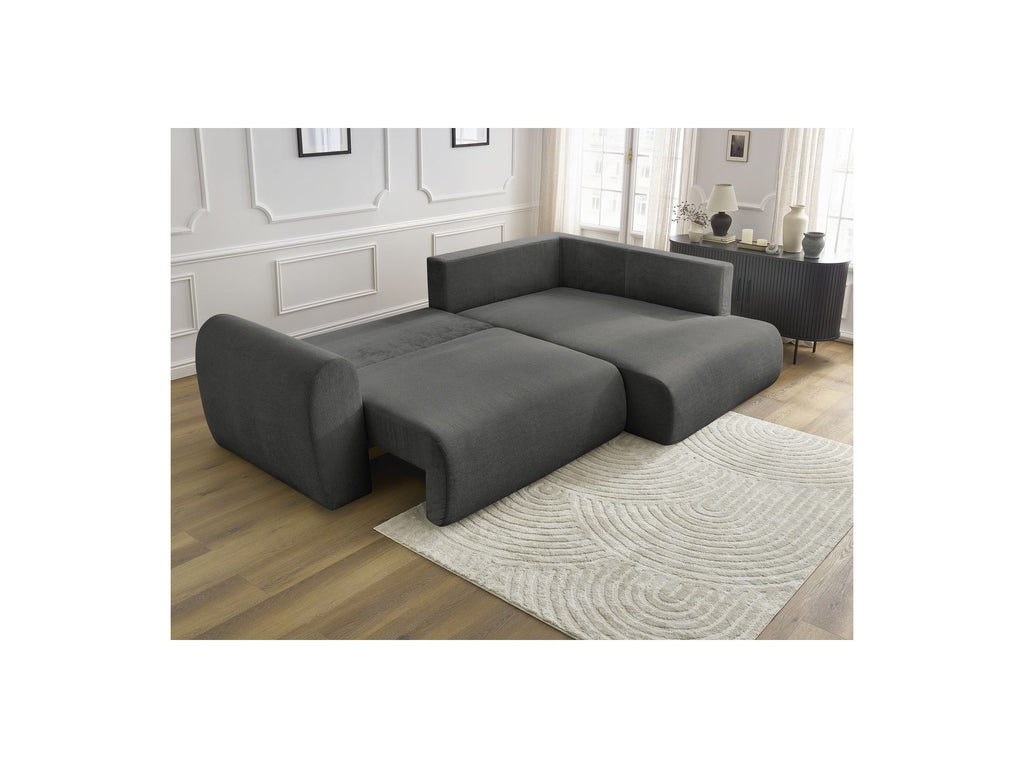 L-Shaped Corner Sofa Bed with Storage - Lucien - Smooth Fabric - Right-Hand Corner