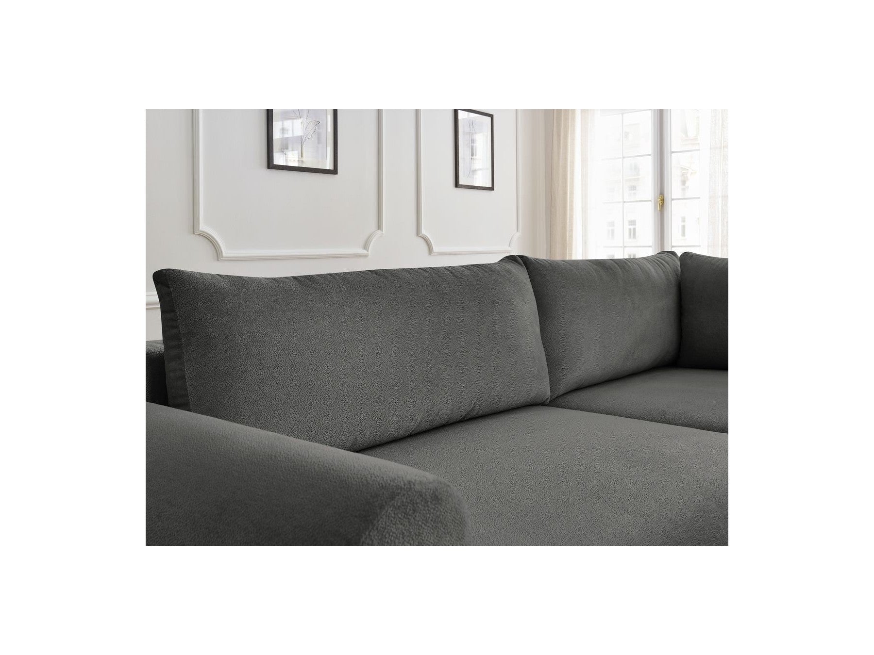 L-Shaped Corner Sofa Bed with Storage - Lucien - Smooth Fabric - Right-Hand Corner