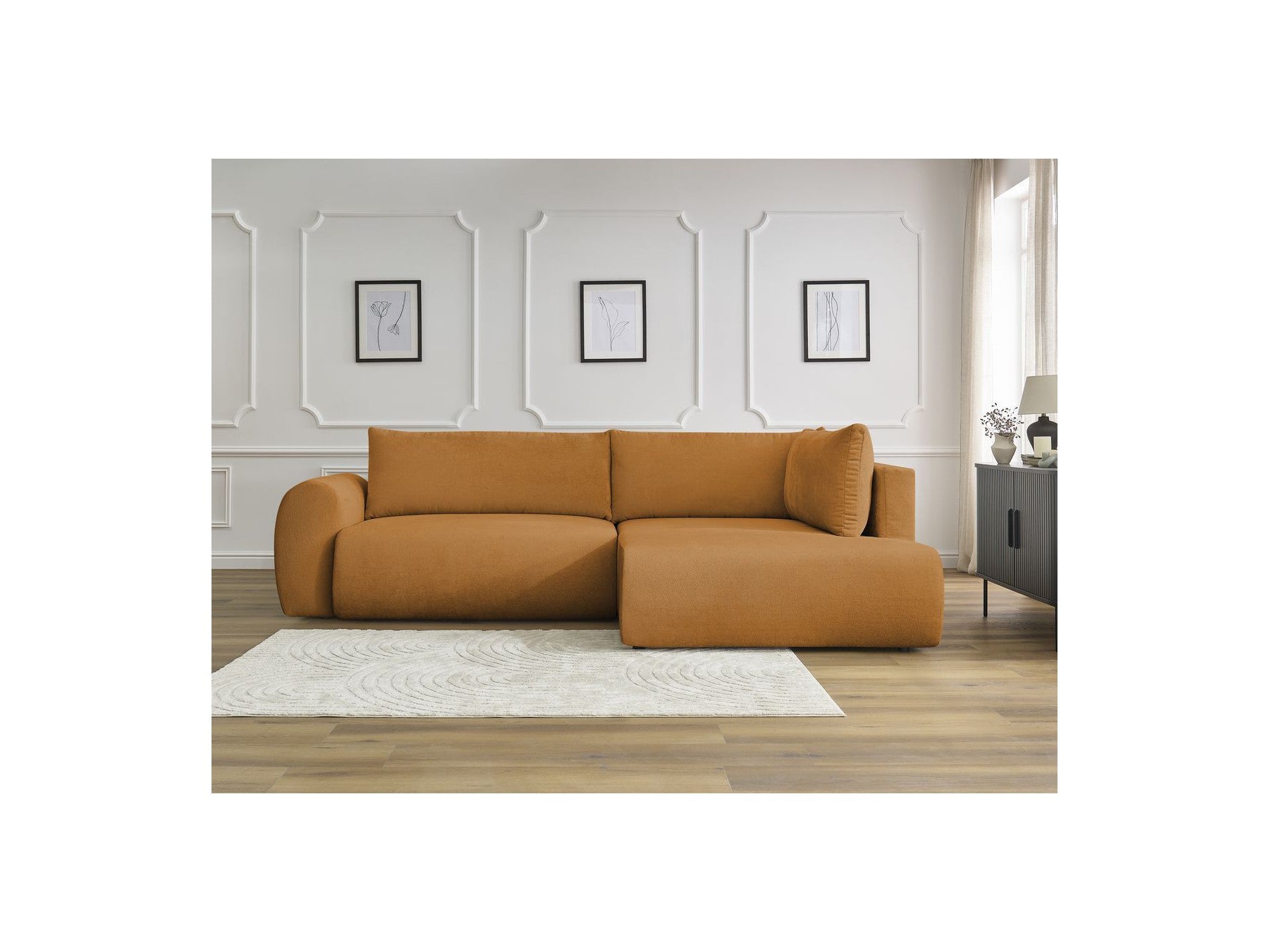 L-Shaped Corner Sofa Bed with Storage - Lucien - Smooth Fabric - Right-Hand Corner