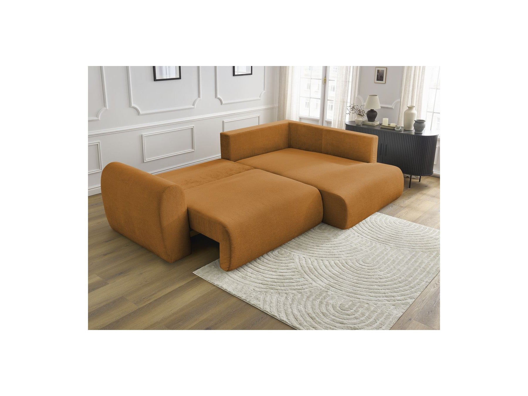 L-Shaped Corner Sofa Bed with Storage - Lucien - Smooth Fabric - Right-Hand Corner