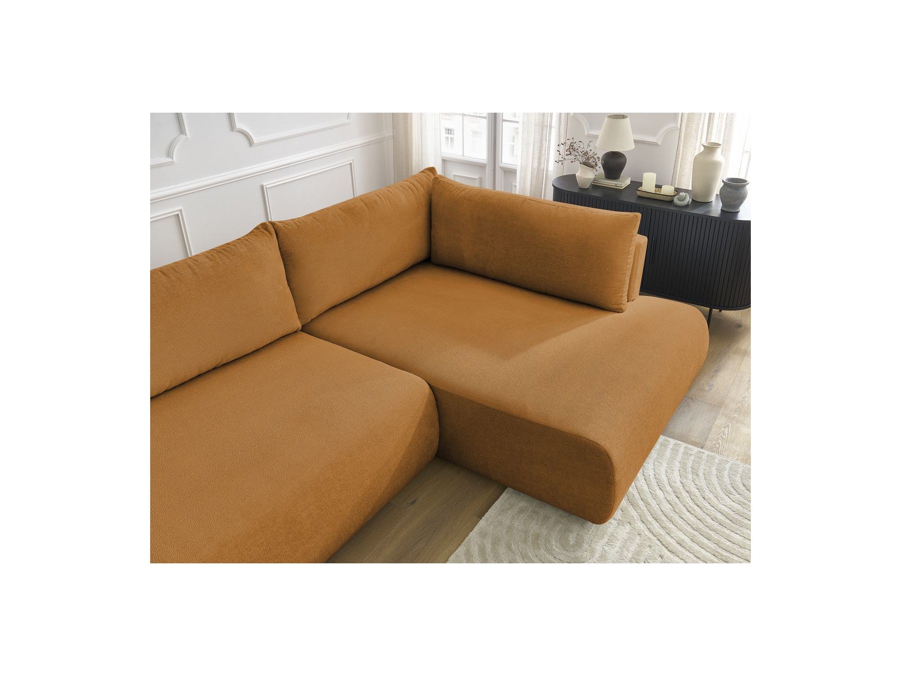 L-Shaped Corner Sofa Bed with Storage - Lucien - Smooth Fabric - Right-Hand Corner