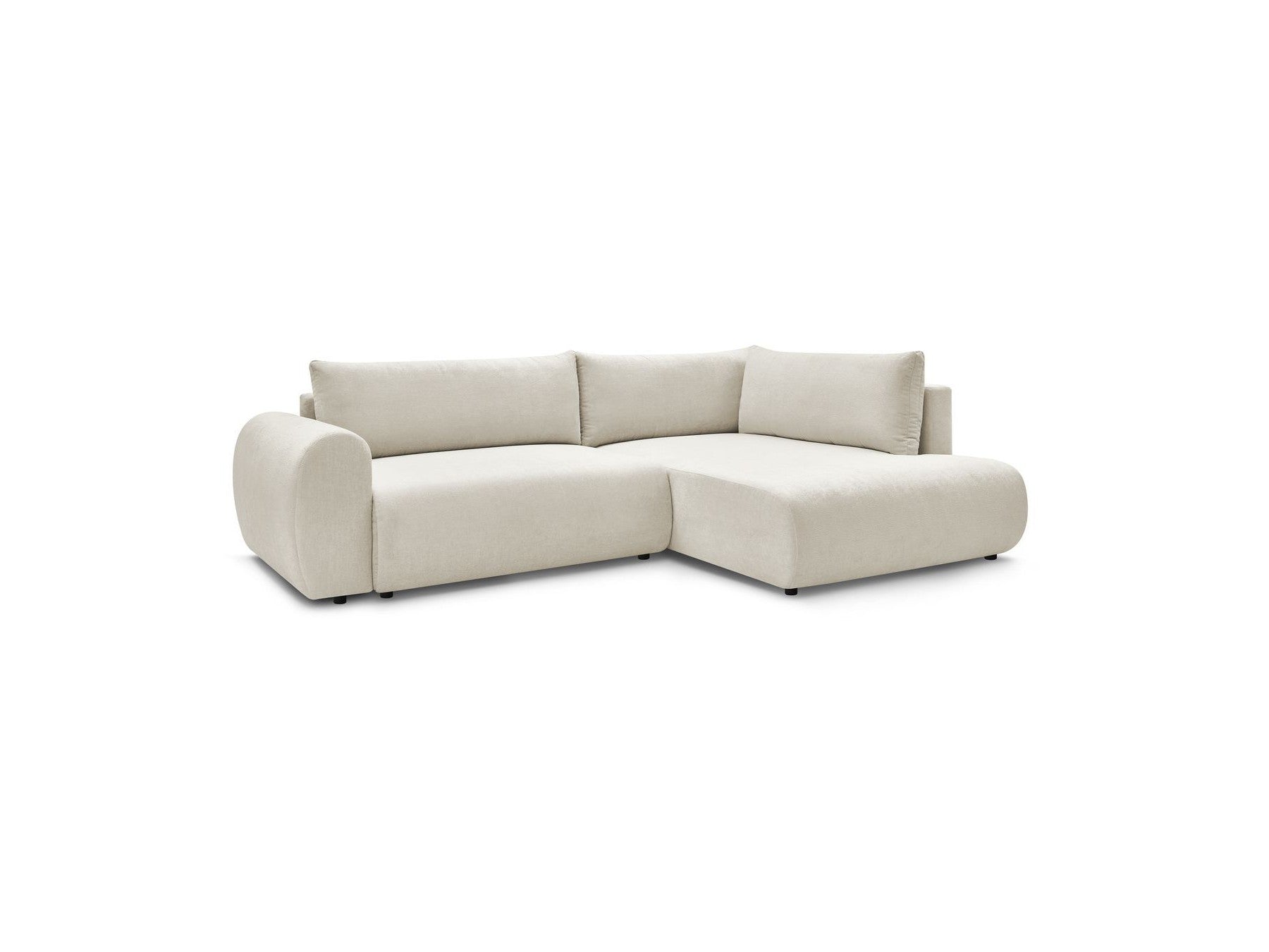 L-Shaped Corner Sofa Bed with Storage - Lucien - Smooth Fabric - Right-Hand Corner
