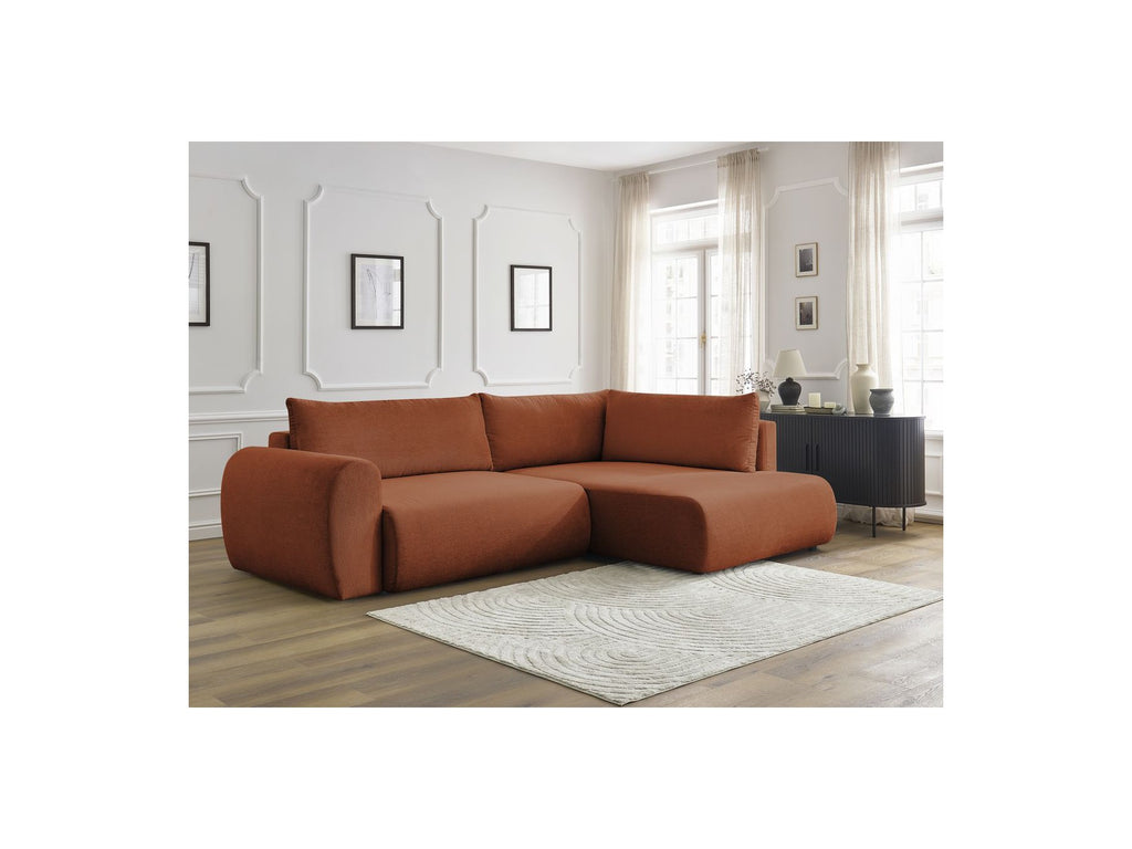 L-Shaped Corner Sofa Bed with Storage - Lucien - Smooth Fabric - Right-Hand Corner