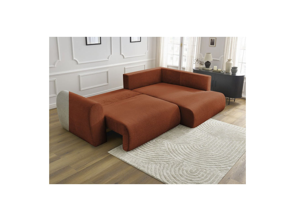 L-Shaped Corner Sofa Bed with Storage - Lucien - Smooth Fabric - Right-Hand Corner