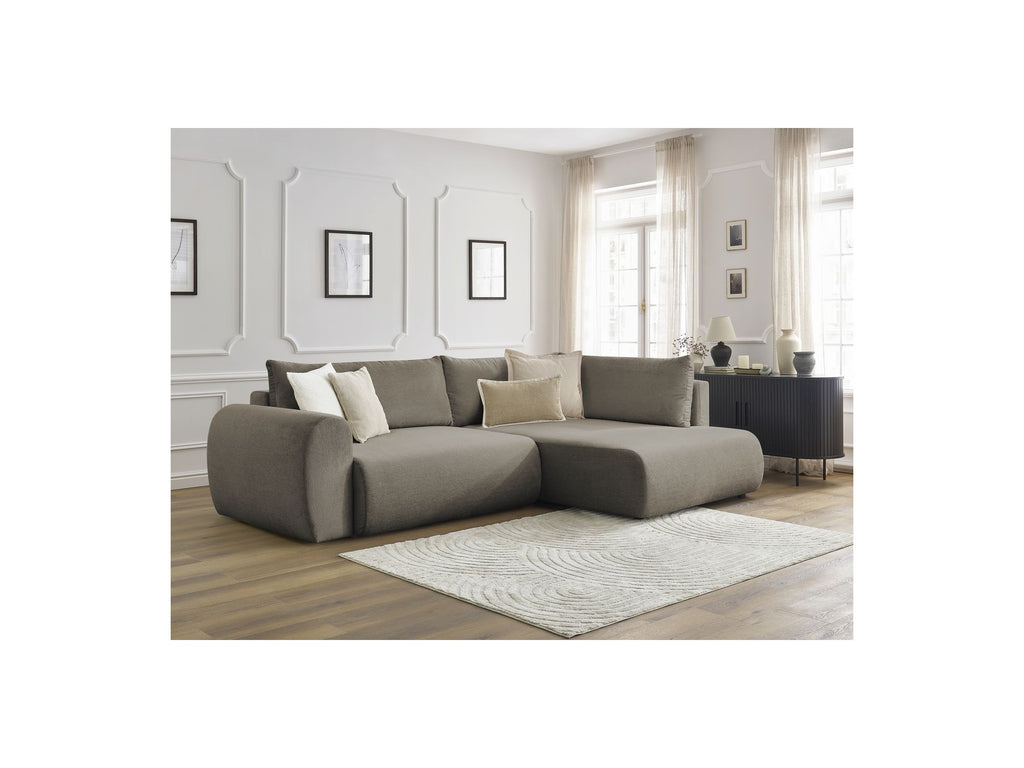 L-Shaped Corner Sofa Bed with Storage - Lucien - Smooth Fabric - Right-Hand Corner