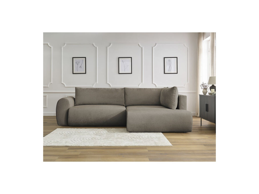 L-Shaped Corner Sofa Bed with Storage - Lucien - Smooth Fabric - Right-Hand Corner
