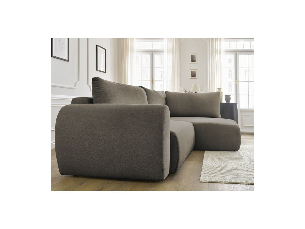 L-Shaped Corner Sofa Bed with Storage - Lucien - Smooth Fabric - Right-Hand Corner