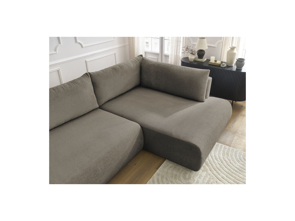 L-Shaped Corner Sofa Bed with Storage - Lucien - Smooth Fabric - Right-Hand Corner